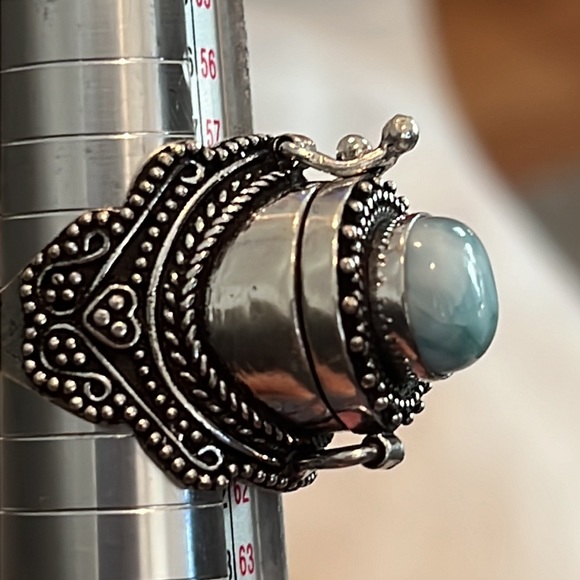 #420 Larimar Handcrafted Poison ☠️ Ring 💍 Size 9 NWOT - Picture 13 of 15